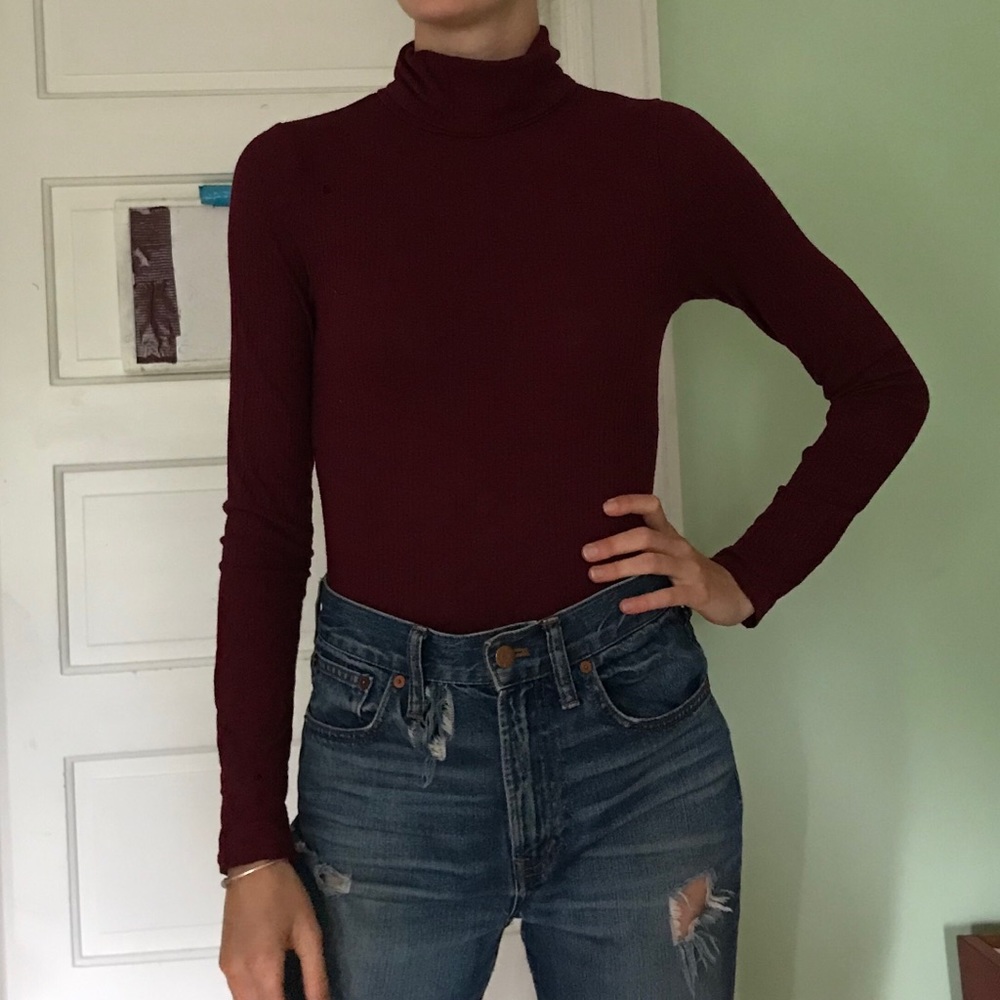 aerie red turtleneck bodysuit